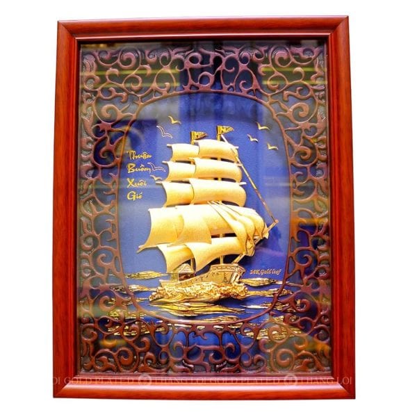 Tranh Thuyền Buồm Mạ Vàng 24k 25*32cm TTB-2532