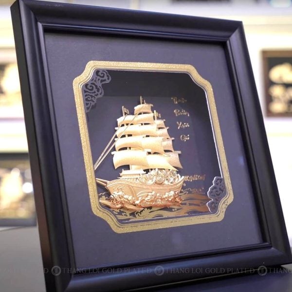 tranh thuyền buồm mạ vàng 20 20cm