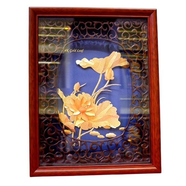 tranh hoa sen mạ vàng 25 32cm
