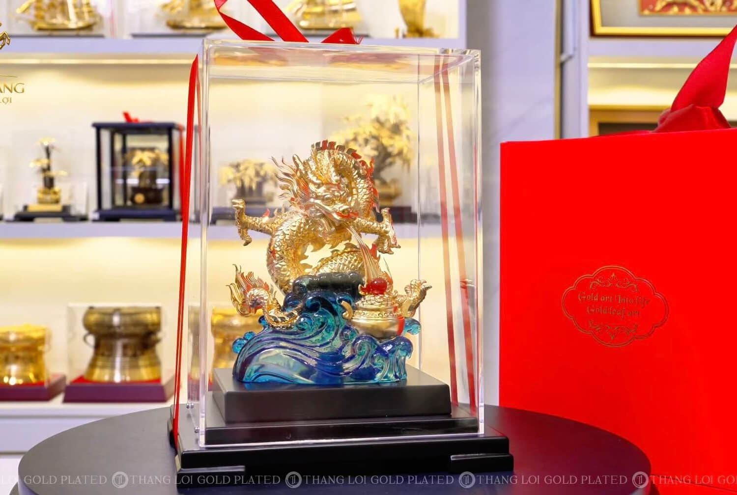 Tượng Rồng Mạ Vàng 24k 17 13 22cm Quà Tặng Phong Thuỷ Cho Sếp Nam