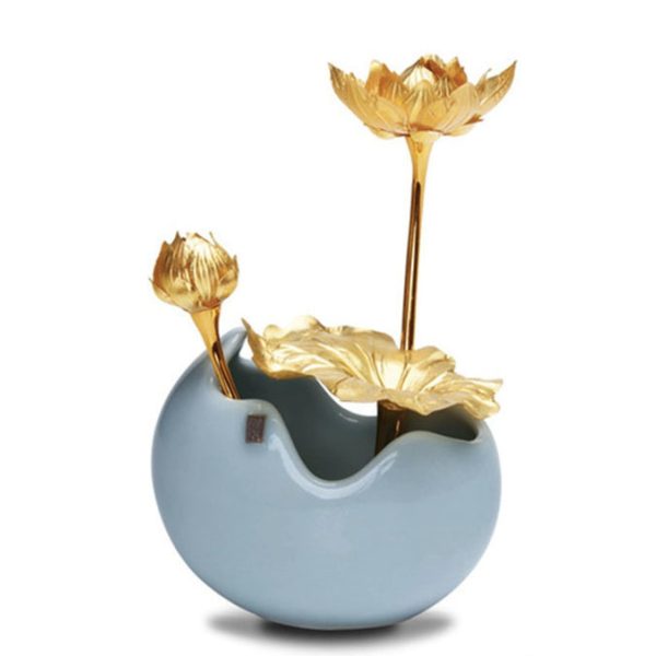 Chậu Sen Mạ Vàng 24k 10*10*15cm