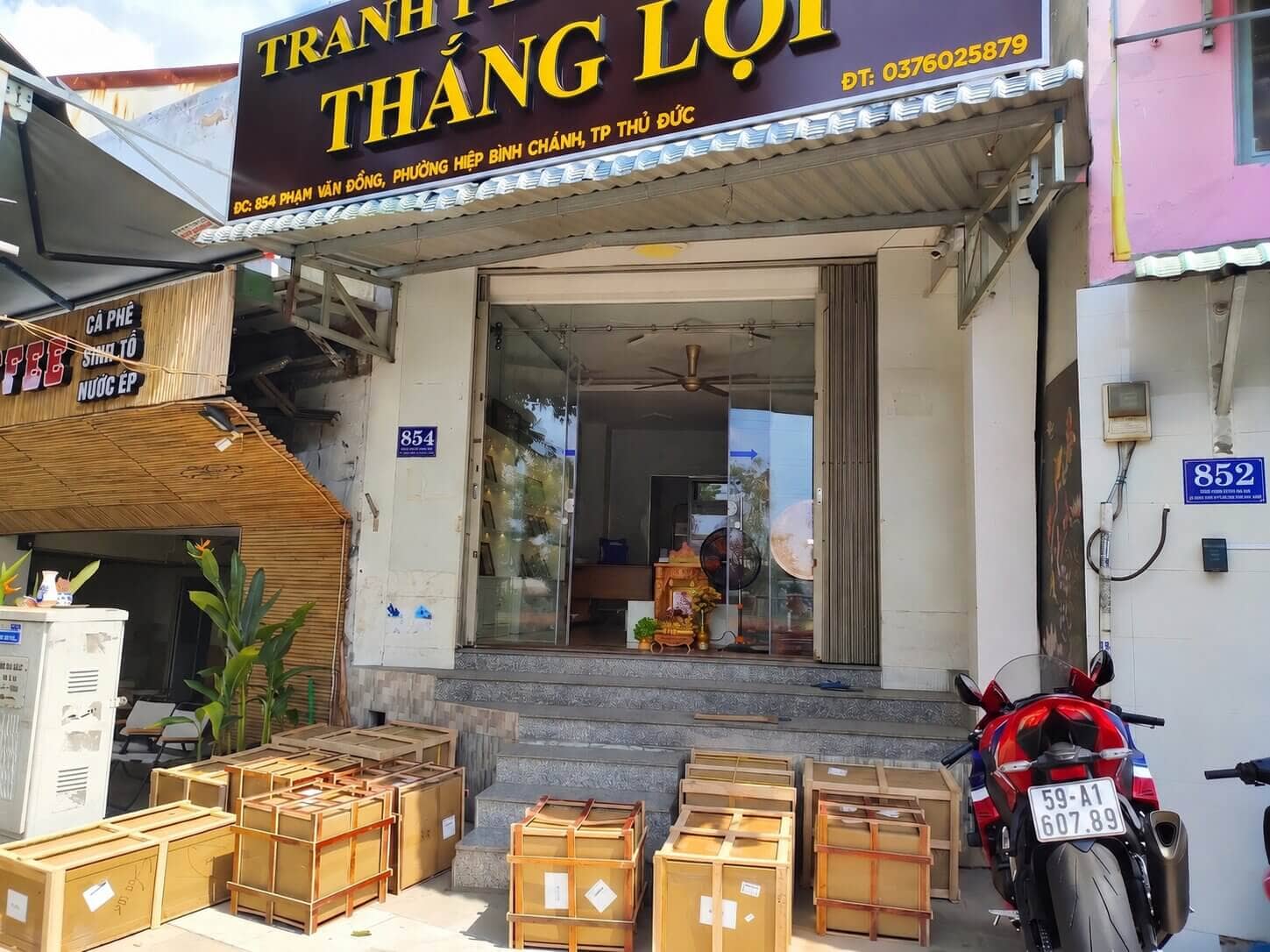 Tranh Thuận Buồm Xuôi Gió Mạ Vàng 65 40cm 3 mặt tiền cửa hàng quà tặng mạ vàng thắng lợi