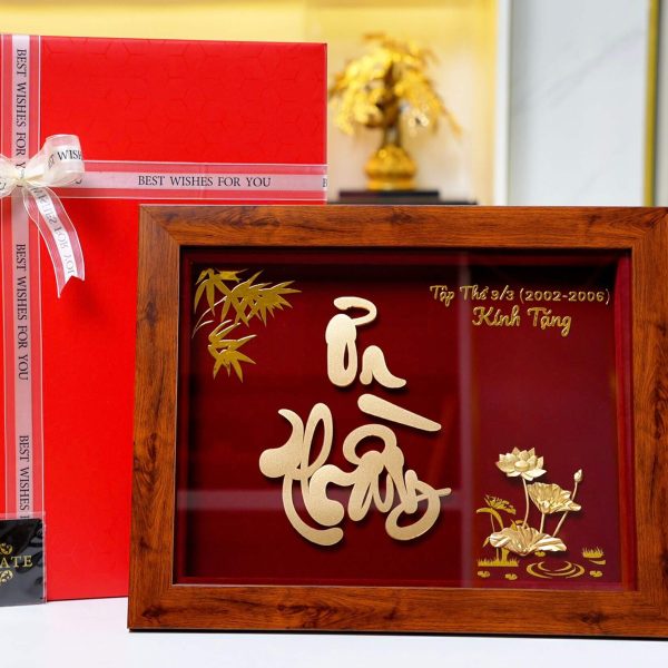 Tranh Chữ Ơn Thầy Mạ Vàng 33 26cm 3 tranh chữ ơn thầy mạ vàng 24k