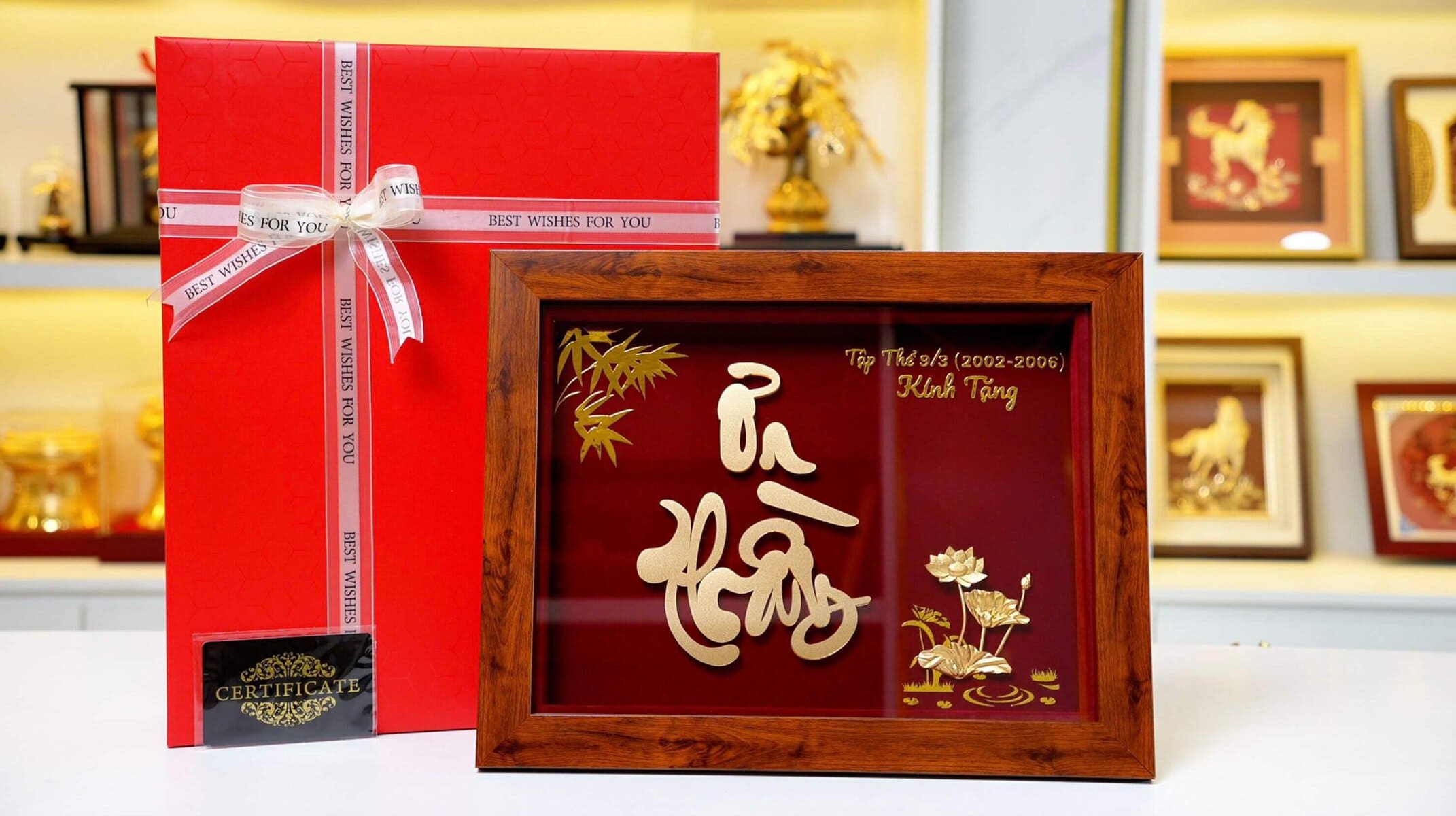 Tranh Chữ Ơn Thầy Mạ Vàng 33 26cm 2 tranh chữ ơn thầy mạ vàng 24k