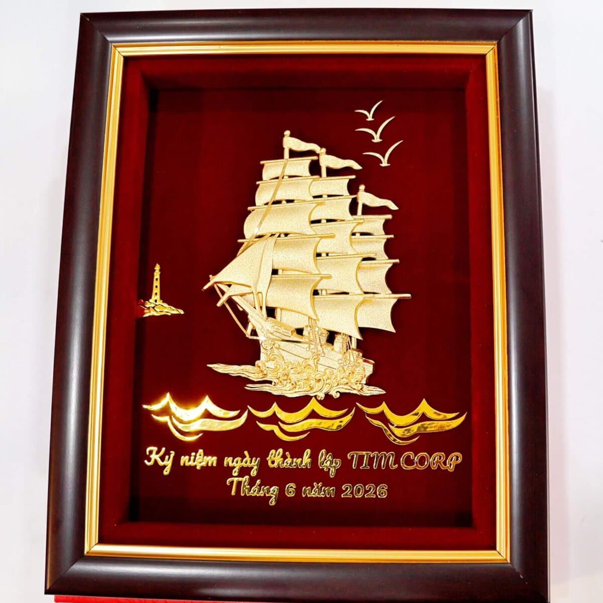 Tranh Thuyền Buồm Mạ Vàng 25 20cm Thiết Kế Riêng