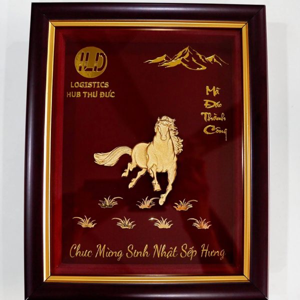 Tranh mã đáo thành công mạ vàng 25 20cm Thiết Kế Theo Yêu Cầu